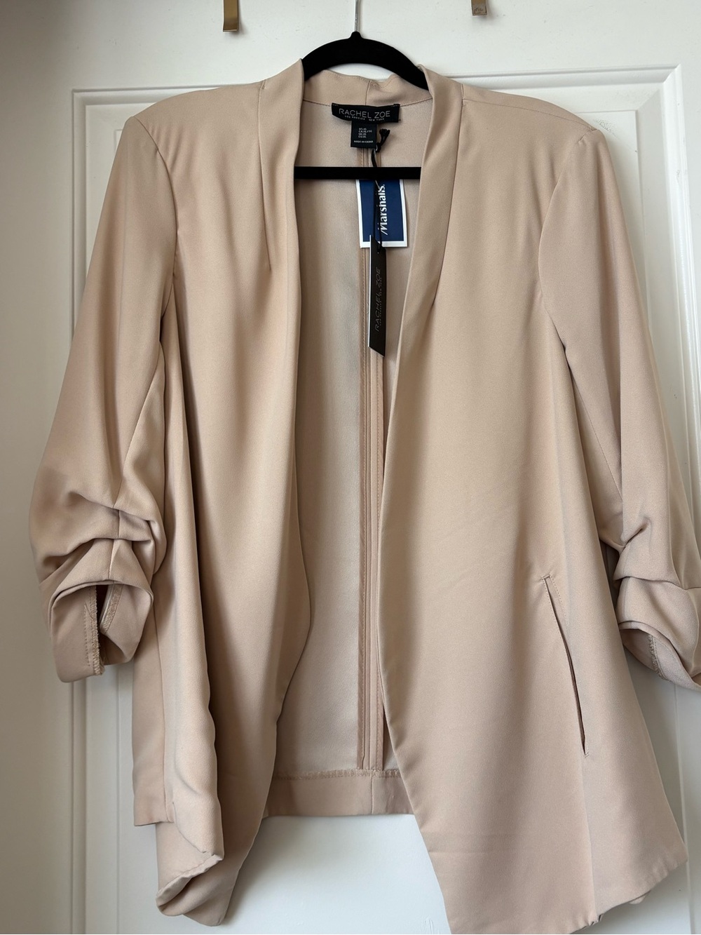 Rachel Zoe Beige Open-Front Draped Blazer